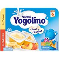 Nestlé Yogolino Postre lácteo Suave y Cremoso- 3 tarrinas de Plátano y 3 tarrinas de Melocotón - Para bebés a partir de…